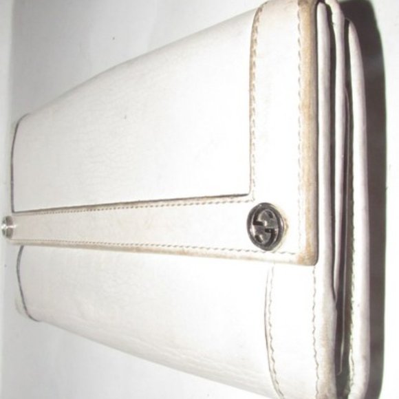 Gucci White Bi-fold Rectangular Gold G Clasp - Picture 1 of 12